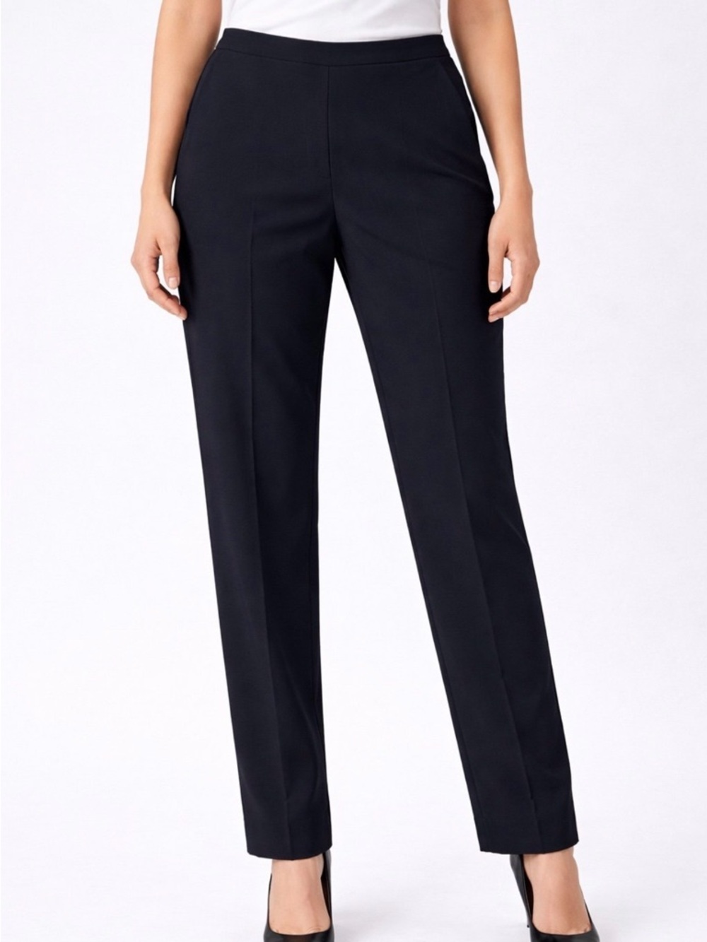 WOMEN’S Zac & Rachel Black Straight-Leg Pull On Stretchy Dress Pants size 14